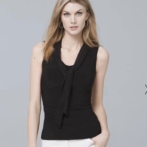 WHBM Stretch Jersey Blouse with Chiffon Tie